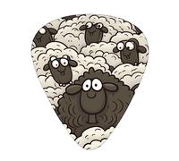 Guitar Picks Cartoon Black White Sheep Printed 12 Pack Thin Medium Heavy Guitar Plectrums Guitar Accessories With Storage Box