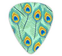 Guitar Picks Cartoon Peacock Feathers Ukulele Picks 12 Pieces Including 0.46 mm 0.71 mm 0.96 mm