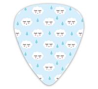 Guitar Picks Cartoon Shy White Clouds are Raining 12 Pieces Ukulele Picks Including 0.46 mm 0.71 mm 0.96 mm