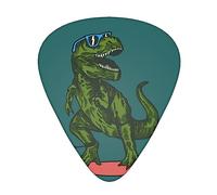 Guitar Picks Celluloid 12 Pack Guitar Picks for Acoustic, Electric or Bass Guitars 0.46 mm/0.71 mm/ 0.96 mm funny sunglasses dinosaur surfer (Thin/Medium/Heavy)