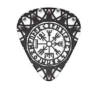 Guitar Picks Celluloid 12 Pack Guitar Picks for Acoustic, Electric or Bass Guitars 0.46 mm/0.71 mm/ 0.96 mm Norse viking Vegvisir (Thin/Medium/Heavy)