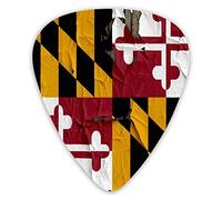 Guitar Picks Closeup Maryland Flag On Cracked Wall Flagflag Premium Picks Sampler Unique Guitar Gift (12 Count)