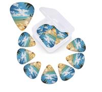 Guitar Picks Clouds Palm Trees 12 Pack with Custom Organizer Storage Box Guitar Accessories Ukulele Picks for Acoustic Guitar Bass Guitar Gift