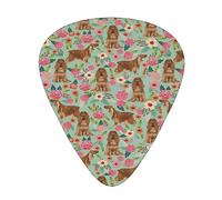 Guitar Picks,Cocker Spaniel Florals Dog Floral Pattern Mint For Acoustic Guitar, Electric Guitar, Bass,Ukulele Three Size(12 Pack)