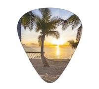 Guitar Picks Coconut Trees Hammock Beach Print 12 Pack Thin Medium Heavy Guitar Plectrums Guitar Accessories With Storage Box