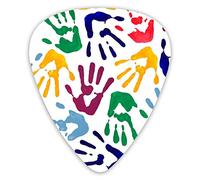 Guitar Picks Colorful Hand Prints Guitar Picks 12 Pieces Ukulele Picks Including 0.46 mm 0.71 mm 0.96 mm