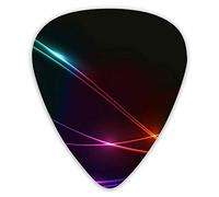 Guitar Picks Colorful Neon Lines Premium Bass Picks For Electric Guitar And Bass Guitars With Three Sizes (12 Pack)