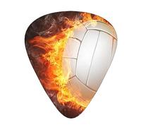 Guitar Picks,Cool Fire Flame Volleyball Ball For Acoustic Guitar, Electric Guitar, Bass,Ukulele Three Size(12 Pack)