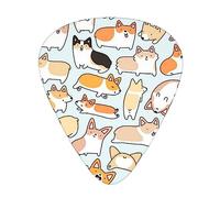 Guitar Picks Corgi Pattern Print 12 Pack Thin Medium Heavy Guitar Plectrums Guitar Accessories For Bass, Guitars With Organizer Storage Box