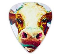 Guitar Picks Cow Head Painting 12 Pieces Ukulele Picks Including 0.46 mm 0.71 mm 0.96 mm