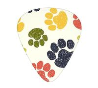 Guitar Picks Cute Colorful Dog Paw Print Ukulele Bass Electric Acoustic Guitars Thin Medium Heavy 12 Pack(0.46/0.71/0.96 Mm)