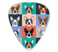 Guitar Picks Cute Dogs Puppy Boston Terrier Guitar Picks 12 Pieces Ukulele Picks Including 0.46 mm 0.71 mm 0.96 mm