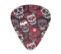 Guitar Picks day dead floral rose sugar skull Pack Celluloid 12 Pcs Plectrums for Gift Acoustic Guitar, Bass and Electric Guitar (Thin/Medium/Heavy)