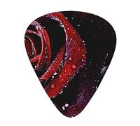 Guitar Picks Dew Rose Printed Ukulele Bass Electric Acoustic Guitars Thin Medium Heavy 12 Pack(0.46/0.71/0.96 Mm)