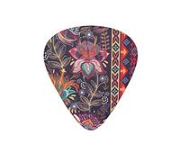 Guitar Picks Ethnic Ornamental Floral Beautiful Flower Beige Guitar Pick for Electric Bass Guitar Acoustic Guitar Lovers Gift 12 Pack with Box