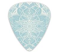 Guitar Picks Floral Pattern In Duck Egg Blue & Cream Guitar Picks 12 Packs - Variety Guitar Picks Plectrums
