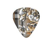 Guitar Picks Flowers Plaid Geometry Lattice Brown Guitar Pick for Electric Bass Guitar Acoustic Guitar Lovers Gift 12 Pack with Box
