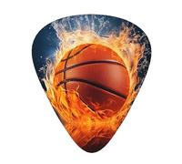 Guitar Picks,For Acoustic Guitar, Electric Guitar, Bass,Ukulele Three Size(12 Pack) Basketball On Fire And Water Flame Splashing Print