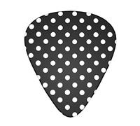 Guitar Picks,For Acoustic Guitar, Electric Guitar, Bass,Ukulele Three Size(12 Pack) Black And White Polka Dots