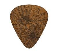 Guitar Picks,For Acoustic Guitar, Electric Guitar, Bass,Ukulele Three Size(12 Pack) Black Print Flower Print