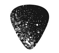Guitar Picks,For Acoustic Guitar, Electric Guitar, Bass,Ukulele Three Size(12 Pack) Black White Glitter Print