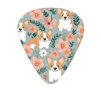Guitar Picks,For Acoustic Guitar, Electric Guitar, Bass,Ukulele Three Size(12 Pack) Corgi Floral Flowers Spring Garden Print
