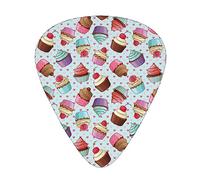 Guitar Picks,For Acoustic Guitar, Electric Guitar, Bass,Ukulele Three Size(12 Pack) Cupcake Pattern Print
