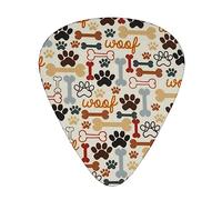 Guitar Picks,For Acoustic Guitar, Electric Guitar, Bass,Ukulele Three Size(12 Pack) Dog Bones Paw Prints Print