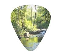Guitar Picks,For Acoustic Guitar, Electric Guitar, Bass,Ukulele Three Size(12 Pack) Forest France Trees Stream Printed