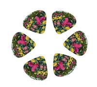 Guitar Picks,For Acoustic Guitar, Electric Guitar, Bass,Ukulele Three Size(12 Pack) Hawaiian Colorful Flower1 Printed