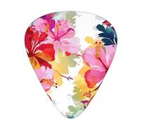 Guitar Picks,For Acoustic Guitar, Electric Guitar, Bass,Ukulele Three Size(12 Pack) Hawaiian Flower Print Print
