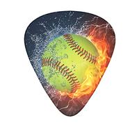 Guitar Picks,For Acoustic Guitar, Electric Guitar, Bass,Ukulele Three Size(12 Pack) Orange Softball Baseball On Fire And Water