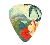 Guitar Picks,For Acoustic Guitar, Electric Guitar, Bass,Ukulele Three Size(12 Pack) Summer Hawaiian Print