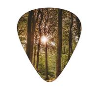 Guitar Picks,For Acoustic Guitar, Electric Guitar, Bass,Ukulele Three Size(12 Pack) Sun Shines Through The Woods Print