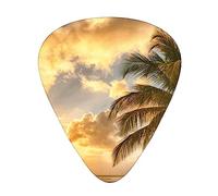 Guitar Picks,For Acoustic Guitar, Electric Guitar, Bass,Ukulele Three Size(12 Pack) Sunset Hawaiian Palm Tree Print