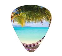 Guitar Picks,For Acoustic Guitar, Electric Guitar, Bass,Ukulele Three Size(12 Pack) Tropical Beach Hammock Print