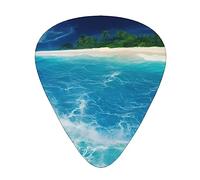 Guitar Picks,For Acoustic Guitar, Electric Guitar, Bass,Ukulele Three Size(12 Pack) Tropical Ocean Beach Theme Print