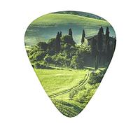 Guitar Picks,For Acoustic Guitar, Electric Guitar, Bass,Ukulele Three Size(12 Pack) Valley Of Olive Groves Printed