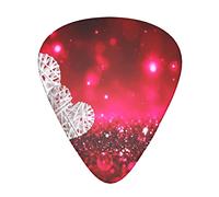 Guitar Picks,For Acoustic Guitar, Electric Guitar, Bass,Ukulele Three Size(12 Pack) White Hearts Love Printed