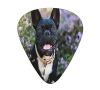 Guitar Picks,French Bulldog Stands In Flowers Design For Acoustic Guitar, Electric Guitar, Bass,Ukulele Three Size(12 Pack)