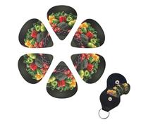 Guitar Picks Fruit Vegetable Print Guitar Picks 6 Pack with Storage Box Organizer for Custom Guitars for Men Women Guitar Accessory Ukulele for