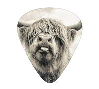 Guitar Picks,Funny Highland Cow For Acoustic Guitar, Electric Guitar, Bass,Ukulele Three Size(12 Pack)