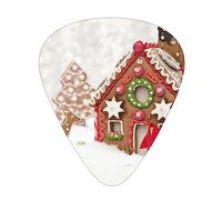 Guitar Picks Gingerbread House Print 12 Pack Thin Medium Heavy Guitar Plectrums Guitar Accessories For Bass, Guitars With Storage Box