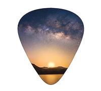 Guitar Picks Glowing Sunset Starry Sky Print Ukulele Bass Electric Acoustic Guitars Thin Medium Heavy 12 Pack(0.46/0.71/0.96 Mm)