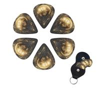 Guitar Picks Gold Globe Print Guitar Picks 6 Pack with Organizer Storage Box for Custom Guitars for Men Women Guitar Accessory Ukulele for Guitar