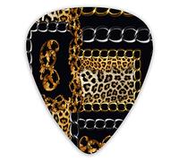 Guitar Picks Golden Baroque Chains Leopard Bacground Premium Picks Sampler Unique Guitar Gift (12 Count)