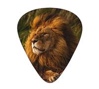 Guitar Picks Grassland Lion Print 12 Pack Thin Medium Heavy Guitar Plectrums Guitar Accessories For Bass, Guitars With Storage Box