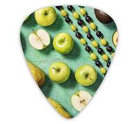 Guitar Picks Green Fruit Patterns 12 Pieces Ukulele Picks Including 0.46 mm 0.71 mm 0.96 mm