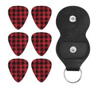 Guitar Picks Guitar Accessories Red Black Buffalo Check Plaid Pattern Guitar Capo for Acoustic Guitar Electric Guitar Bass Guitar with Storage Bag 6 Picks