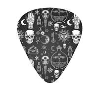 Guitar Picks halloween goth gothic raven crow skull sun moon tattoos Picks Medium 12 Pack with Box Special Guitar Plectrums Gift Set for Guitarist